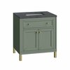 James Martin Vanities Chicago 30in Single Vanity, Smokey Celadon w/ 3 CM Charcoal Soapstone Top 305-V30-SC-3CSP